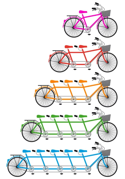 Tandem fiets instellen, vector — Stockvector