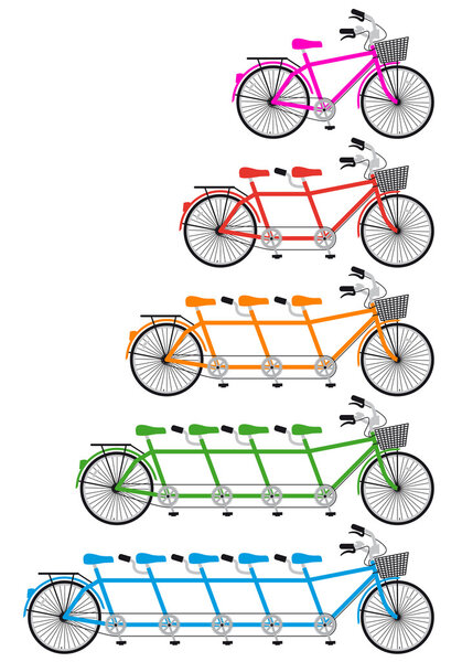 tandem bicycle set, vector
