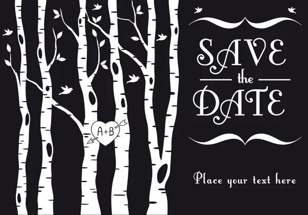 Huş ağaçları ile davet düğün, vektör