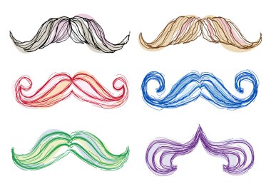 handdrawn bıyık set, vektör