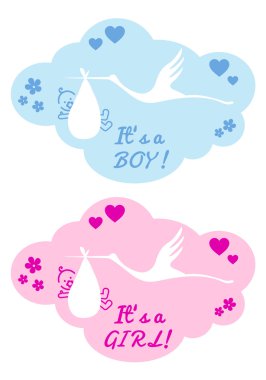 Leylek bebek oğlan ve kız, vektör