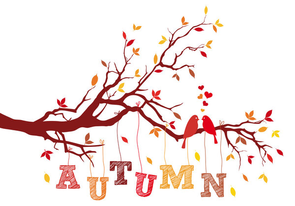 autumn tree branch, vector