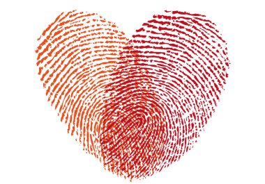 red fingerprint heart, vector