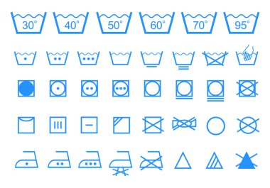 bakım sembolleri yıkama, vector Icon set