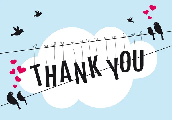 Thank you with birds in the sky, vector — Stock Vector