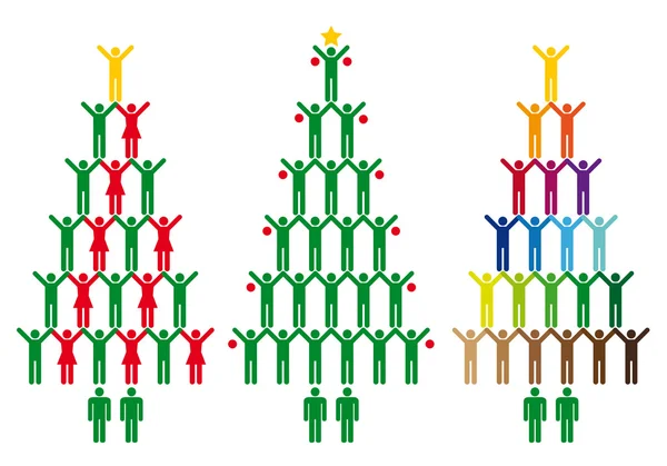 Árbol de Navidad con iconos de la gente, vector — Archivo Imágenes Vectoriales