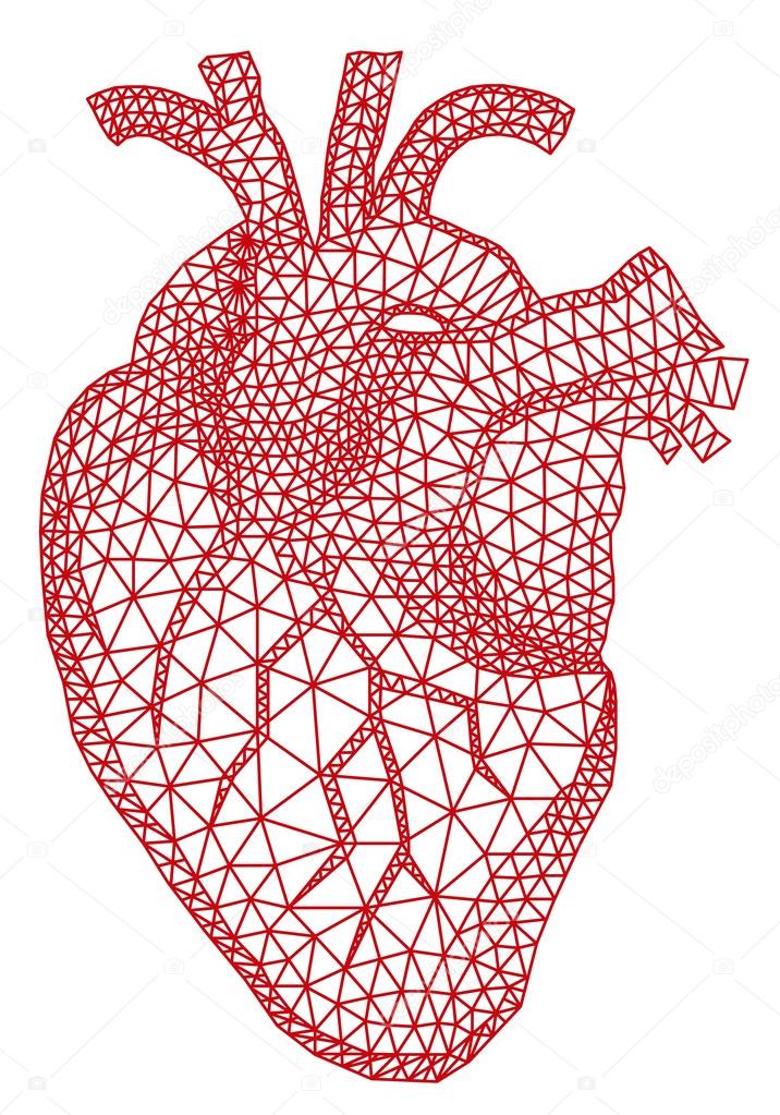 Heart with geometric pattern, vector
