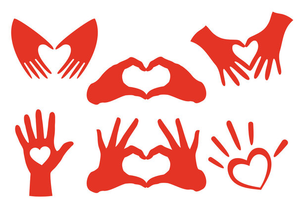 hand heart set, vector