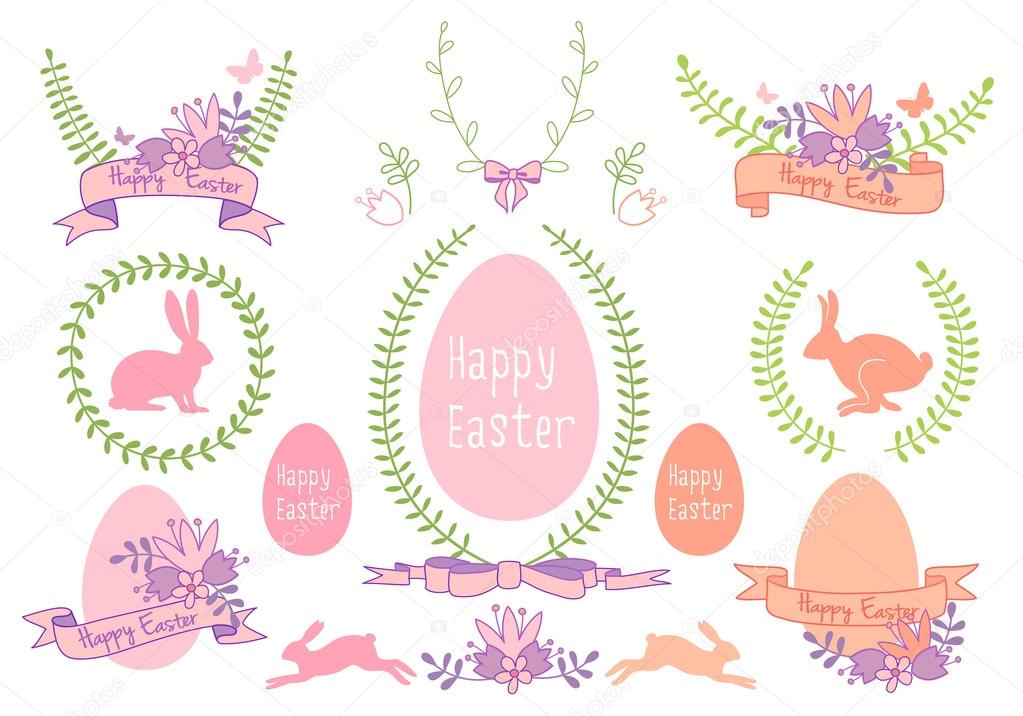 Happy Easter vector design set