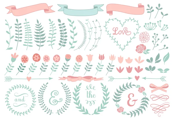 Floral laurel wreath, vector set — Stock Vector