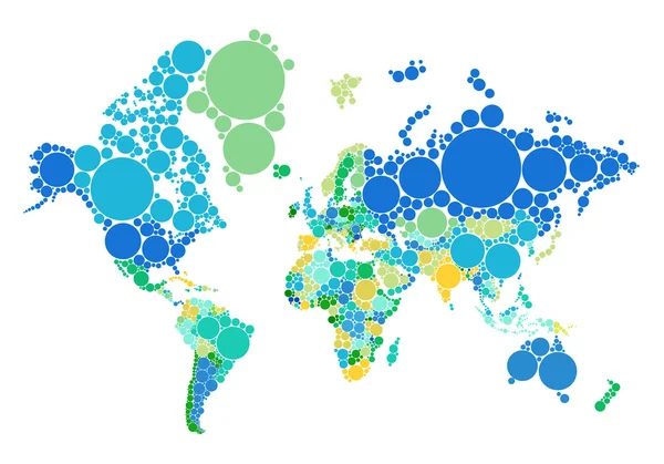 Mapa mundial de puntos con los países, vector — Vector de stock