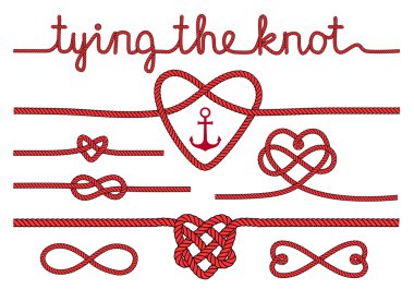 rope hearts and knots, vector set clipart