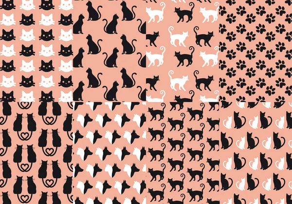 Kat en hond naadloze patroon, vector — Stockvector