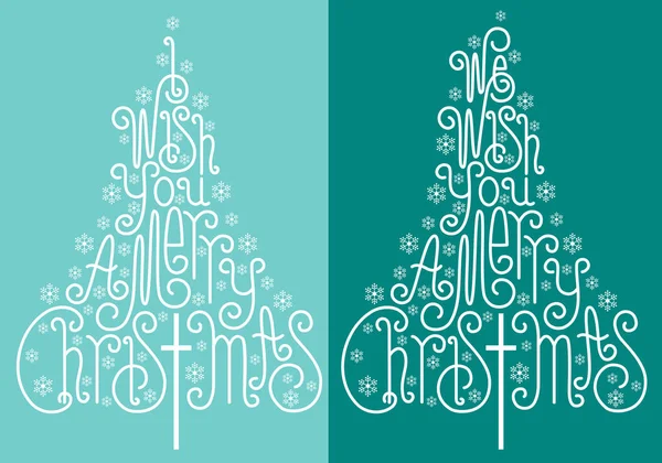 Hand Drawn Christmas Trees Handwritten Letters Vector Illustration Christmas Cards — Stock Vector