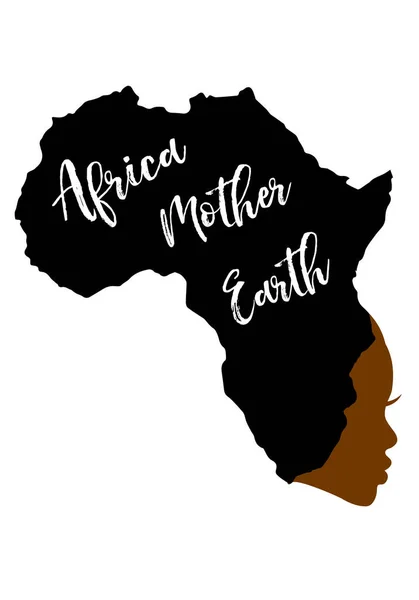 Όμορφη Μαύρη Γυναίκα Την Αφρική Χάρτη Τουρμπάνι Μαύρα Μαλλιά Μητέρα — Διανυσματικό Αρχείο