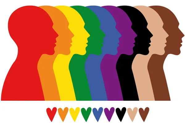 Rainbow Colored People Diversity Equity Inclusion Concept Black Lives Matter Vector Graphics