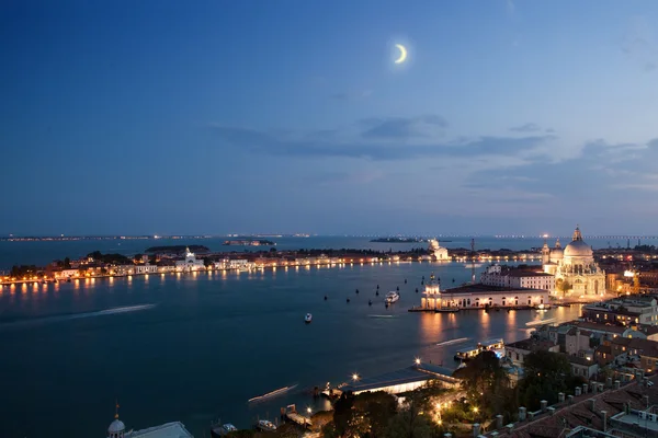 Vista aérea da cidade de Veneza à noite — Fotografia de Stock