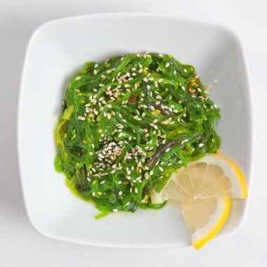 Japon chuka wakame deniz yosunu salata beyaz susam sos ile