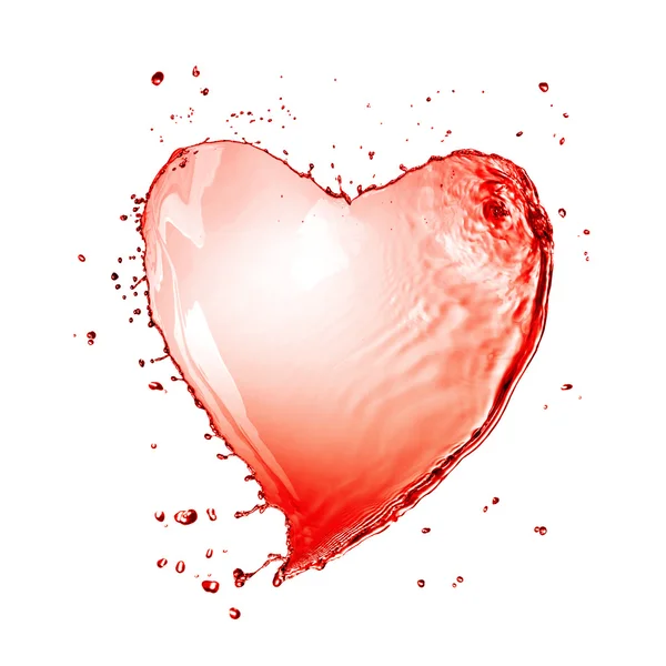 Coeur d'éclaboussure de vin rouge isolé sur blanc — Photo