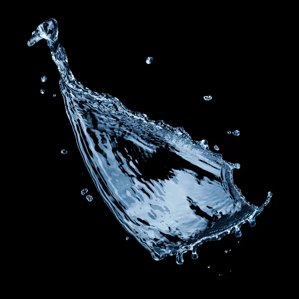 Water splash isolated on black background — Stock Photo, Image