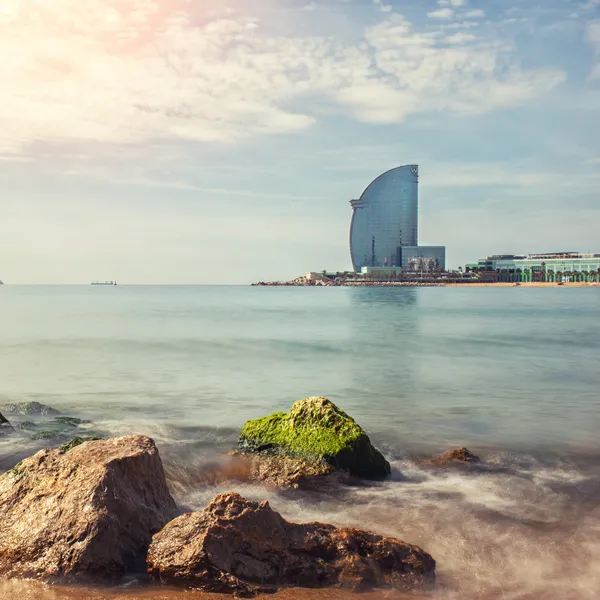 Playa de la Barceloneta en Barcelona, España —  Fotos de Stock