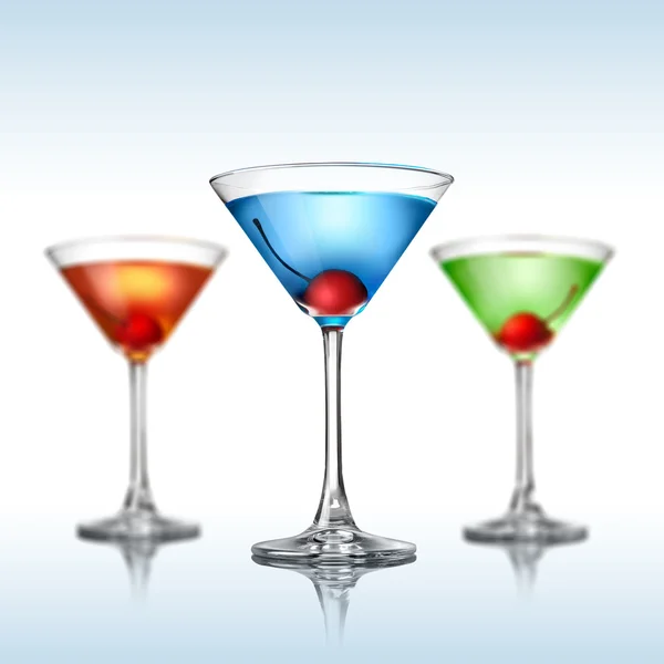 Cocktail di colore martini diversi su bianco — Foto Stock