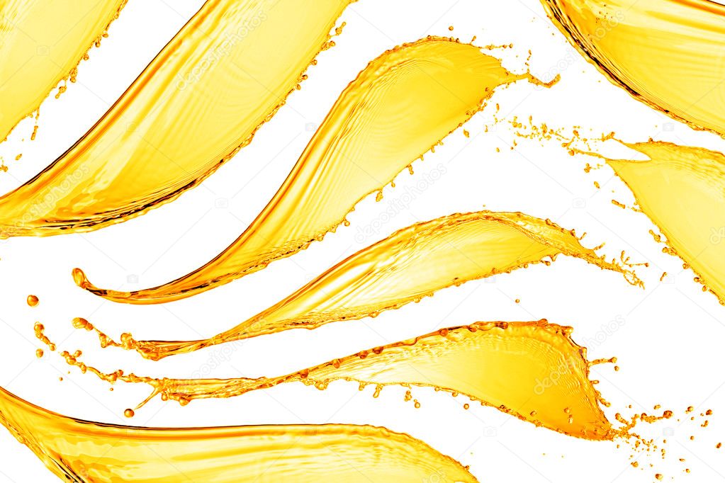 Orange water splashes collection isolated on white — Stock Photo