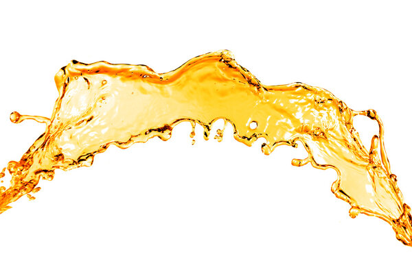 orange water splash isolated on white