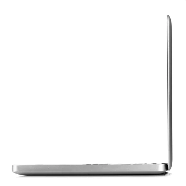 Laptop aberto isolado em branco, vista lateral — Fotografia de Stock