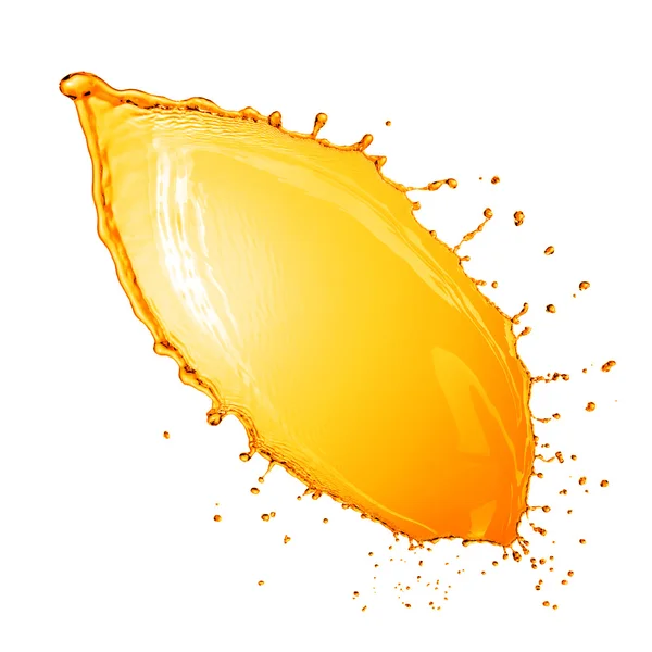 Spruzzata d'acqua arancione isolata su bianco — Foto Stock