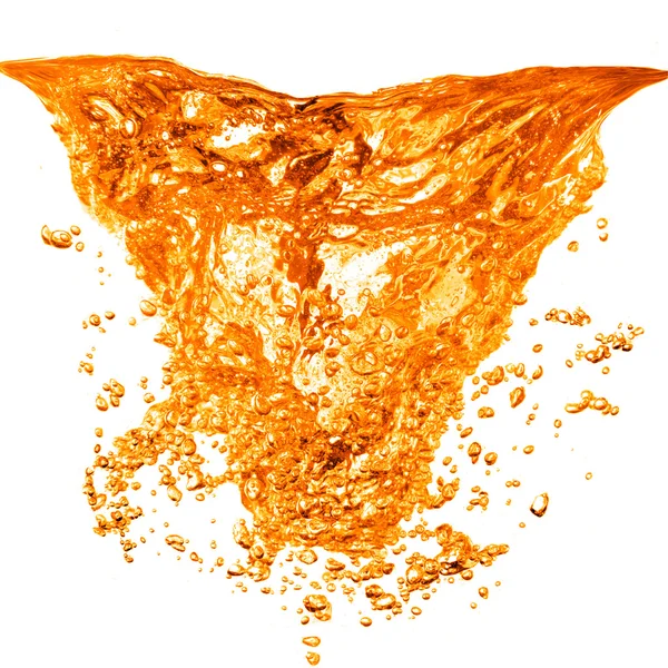 Salpicadura de agua naranja aislada en blanco — Foto de Stock