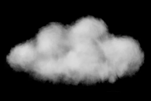 Nuage bouffi blanc isolé sur fond noir — Photo