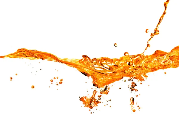 Orangefarbener Wasserspritzer isoliert auf Weiß — Stockfoto