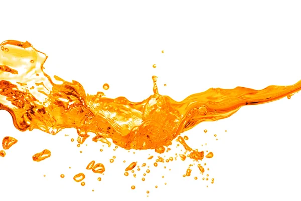 Апельсинові бризки води ізольовані на білому — стокове фото