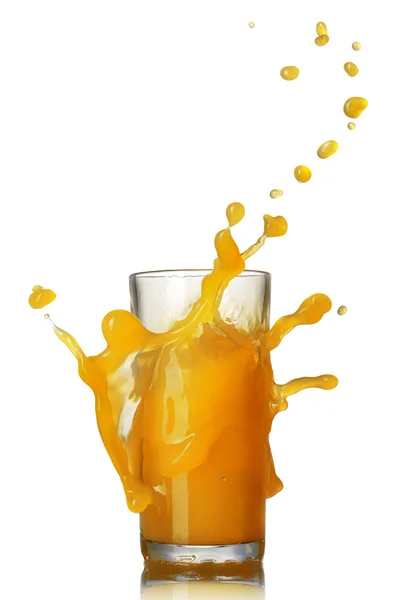Orange juice splash in the glass isolated on white — Stock Photo, Image