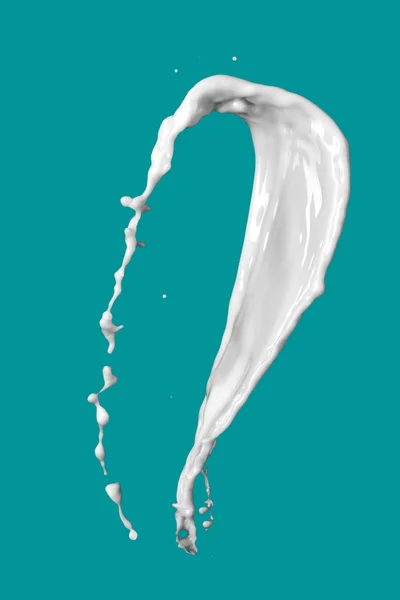 青色の背景に分離された牛乳のスプラッシュ — ストック写真