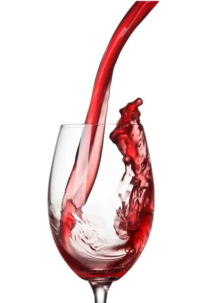 Éclaboussure de vin dans un verre isolé sur blanc — Photo