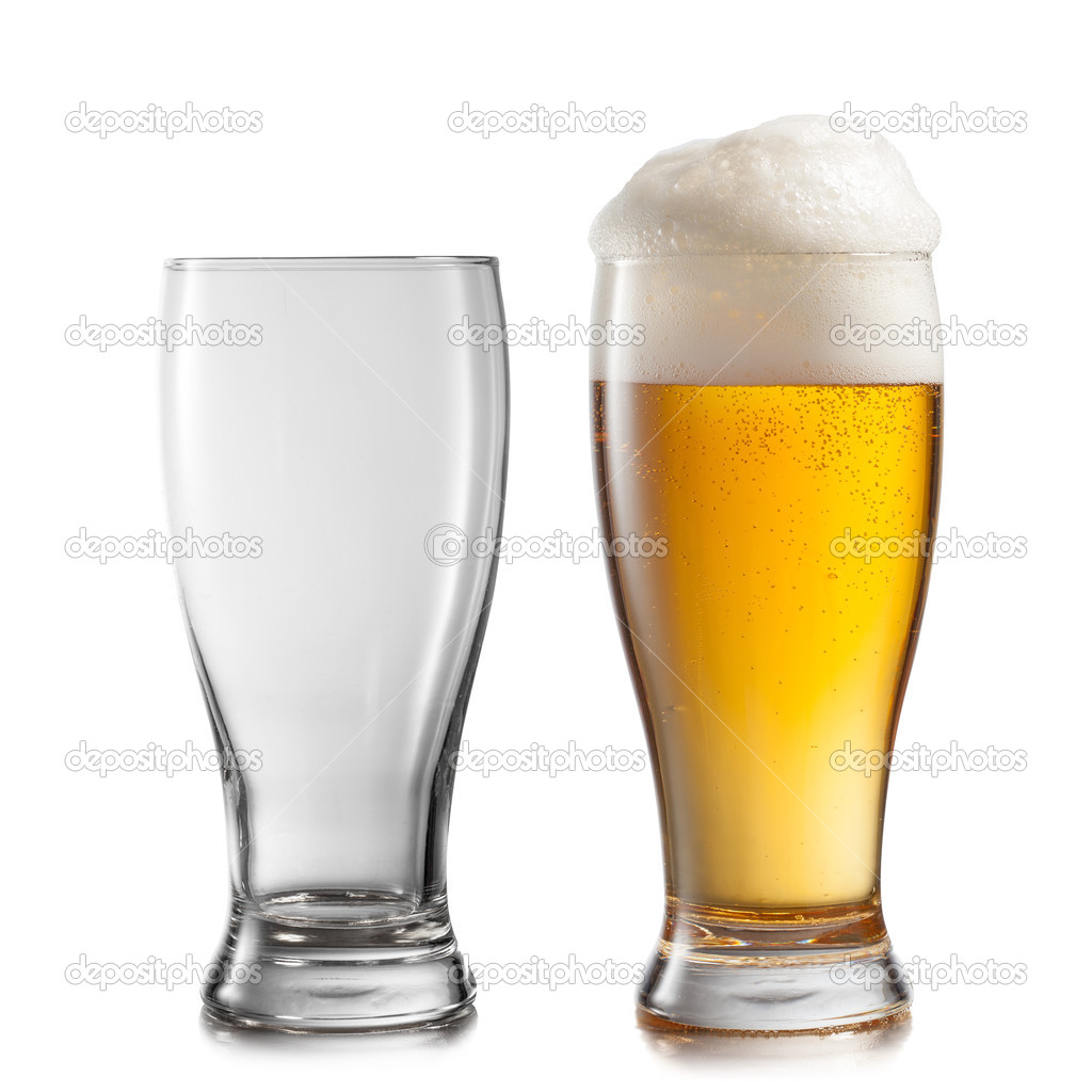 Download Empty And Full Glasses Of Beer Isolated On White Background Stock Photo C Artjazz 43263777 PSD Mockup Templates
