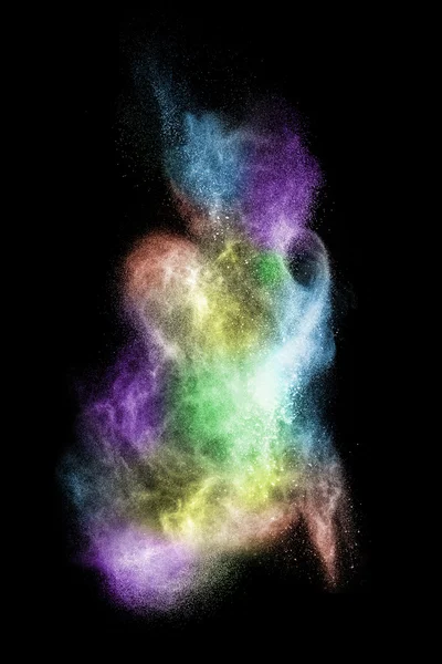 Color powder explosion isolated on black — Stock Photo, Image