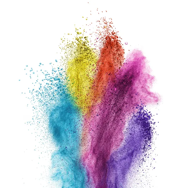 Color powder explosion isolated on white — Stock Photo, Image