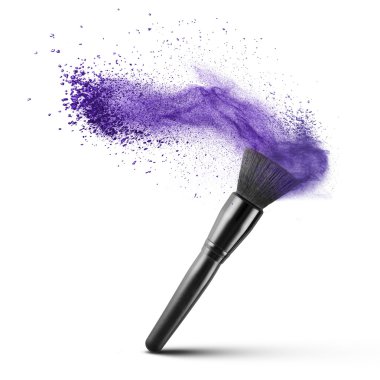 makup fırça izole mavi toz