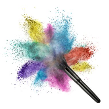 makeup brush with color powder isolated clipart