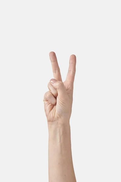 Numerische Zählung Den Fingern Männliche Hand Vertikaler Position Mit Zwei — Stockfoto