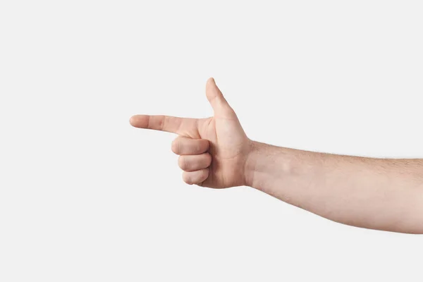 Zeigen Sie Fingeralphabet Männliche Hand Horizontaler Position Mit Buchstabe Isoliert — Stockfoto