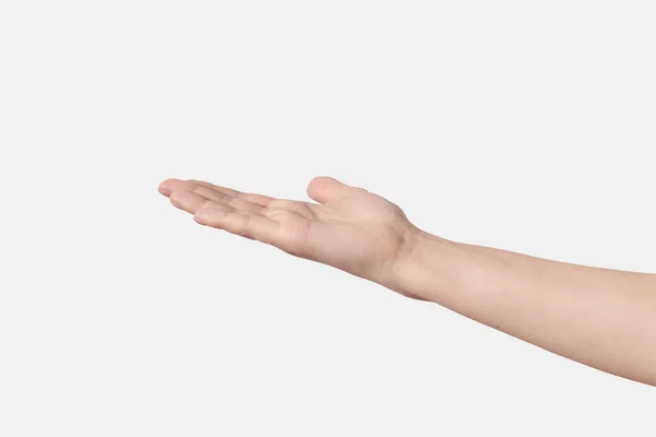 Open Vrouwelijke Vragen Palm Bereiken Bedelen Palm Met Perfecte Huid — Stockfoto