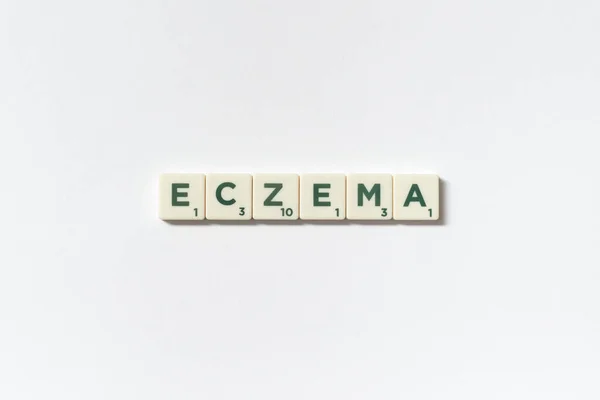Eczema Word Formed Scrabble Blocks White Backdrop Skin Disease Physical — Stockfoto