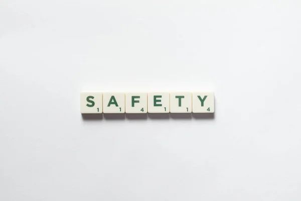 Safety Word Formed Scrabble Blocks White Background — Stock Photo, Image