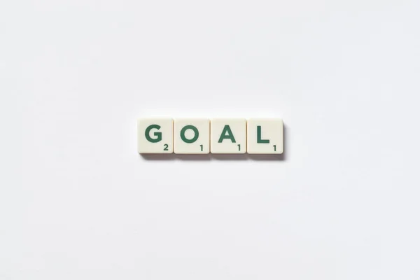 Goal Word Formed Scrabble Blocks White Background Minimal Business Design — Foto de Stock