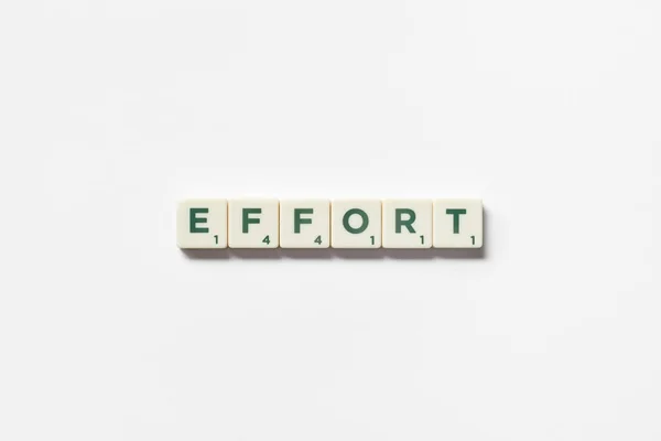 Word Effort Formed Scrabble Tiles White Background Minimal Business Design — Fotografia de Stock