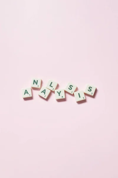 Analysis Word Formed Scrabble Blocks Pink Background Original Web Template — Photo